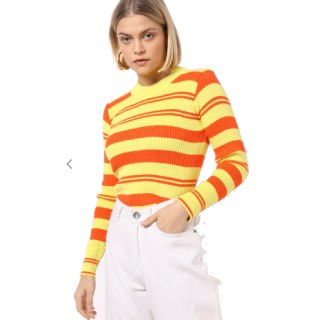 TEAMSPIRIT Striped Flat-Knit Sweater with Ribbed Hems at Rs.344